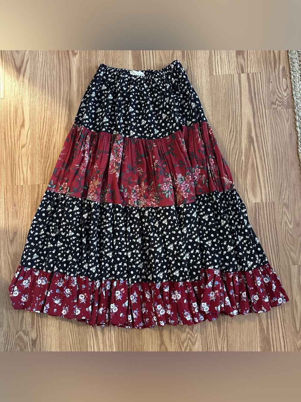 Vtg My Boyfriend's Back Floral Patchwork Maxi Skirt